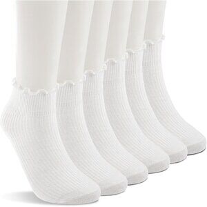 POMIJIAN Women’s Cotton Ruffle Ankle Socks Cute Thin Frilly Comfy Socks